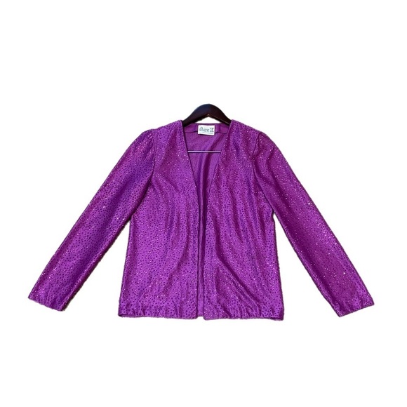 Vintage Act 1 Glitter Purple Pantsuit Size Medium - Picture 4 of 16